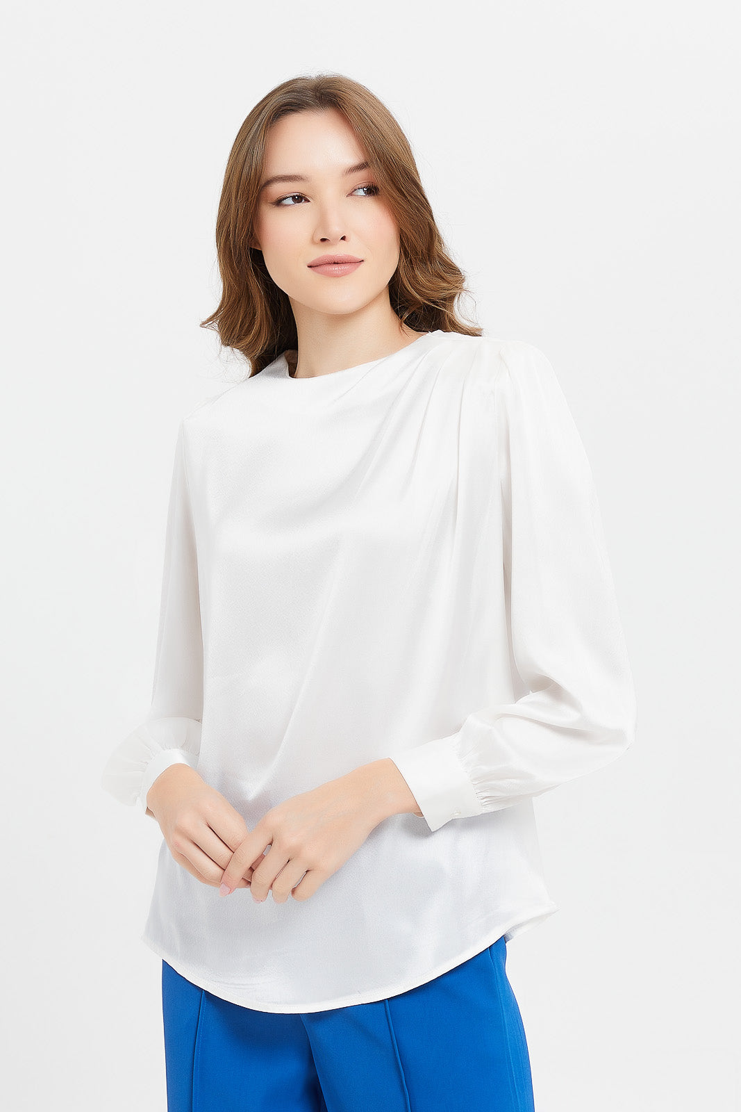 Ivory high neck blouse best sale