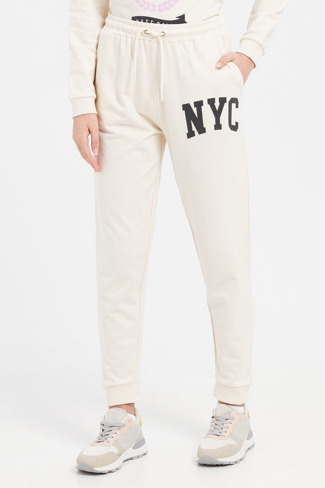 Cream track pants womens sale