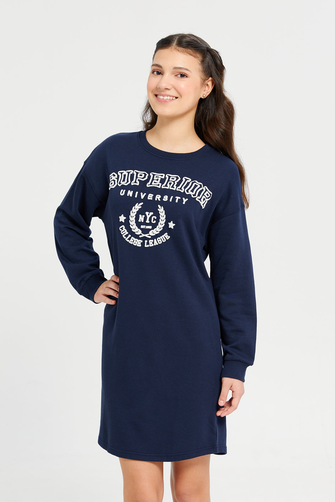 Navy sweatshirt dress on sale