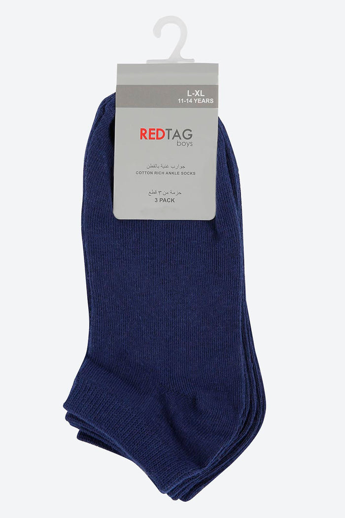 Navy Ankle Socks (3-Pack) - REDTAG