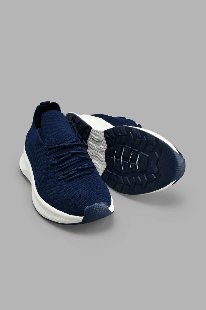 Redtag-Navy-Fly-Knit-Sneaker-Colour:Navy,-Filter:Women's-Footwear,-New-In,-New-In-Women-FOO,-Non-Sale,-S22A,-Section:Women,-Women-Trainers-Women's-