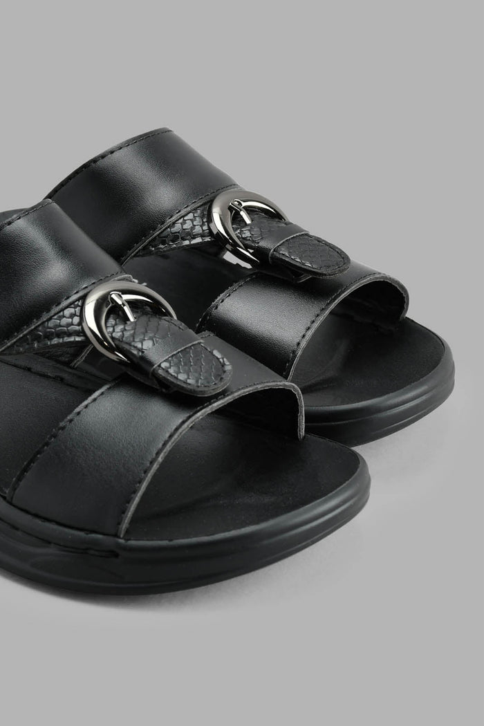 Redtag-Black-Traditional-Slide-Sandal-Sandals-Boys-3 to 5 Years