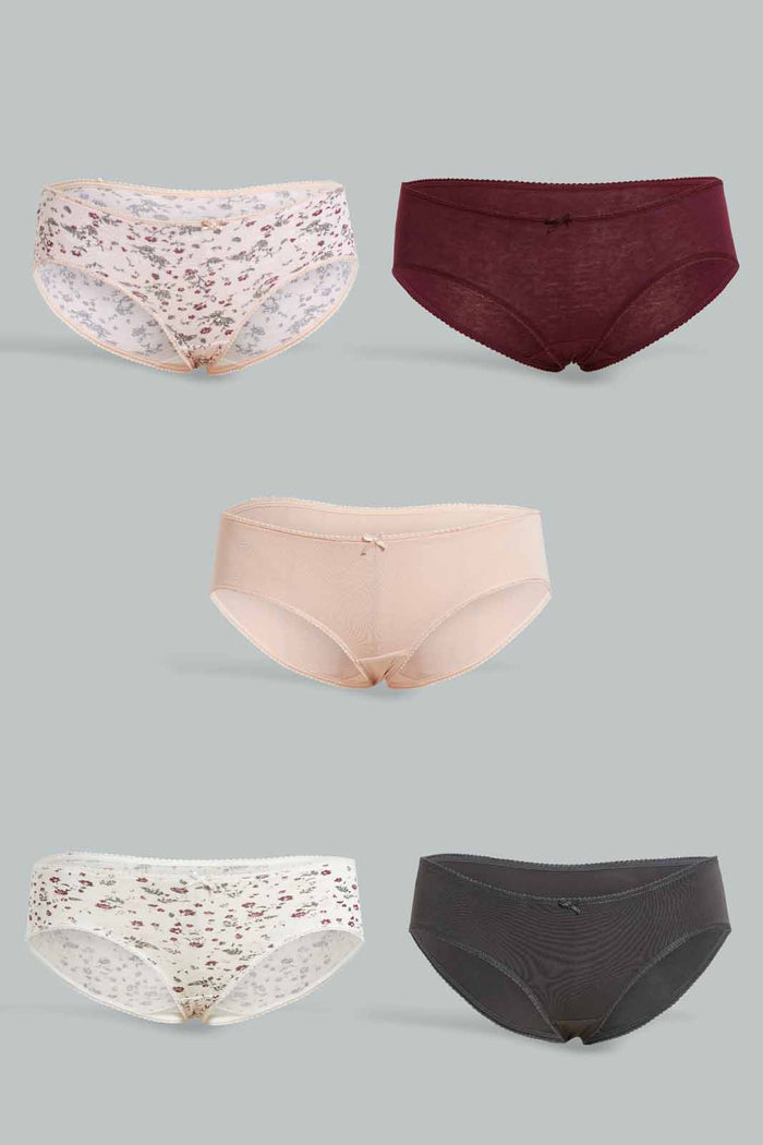 Redtag-Assorted-Print/Plain-Boyleg-Brief-(5-Pack)-Briefs-Boyleg-Women's-