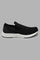 Redtag-Black-Ribbed-Knit-Slip-On-Slip-Ons-Senior-Boys-5 to 14 Years