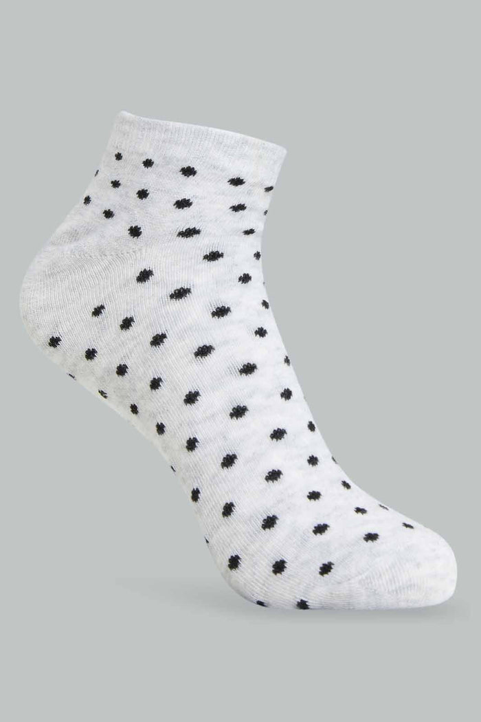 Redtag-Grey/Yello/Blue-Polka-Printed-Ankle-Socks-(3-Pack)-365,-Category:Socks,-Colour:Assorted,-Deals:New-In,-Filter:Women's-Clothing,-New-In-Women-APL,-Non-Sale,-Section:Women,-Women-Socks--