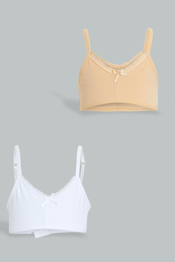 Redtag-Beige/White-Bra-(2Pack)-365,-Character,-Colour:Assorted,-ESS,-Filter:Senior-Girls-(9-to-14-Yrs),-GSR-Bras,-New-In,-New-In-GSR,-Non-Sale,-Section:Kidswear-Senior-Girls-9 to 14 Years