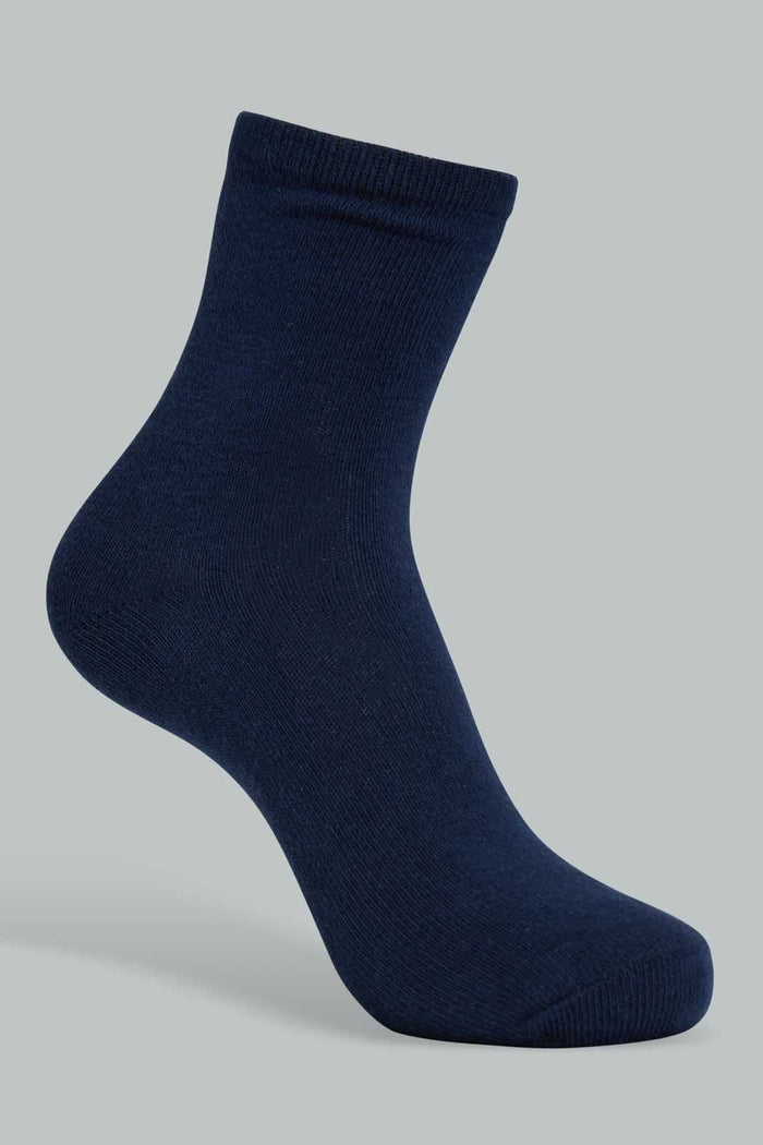 Redtag-Navy-5-Pack-Long-Length-Socks-Ankle-Length-Boys-2 to 8 Years