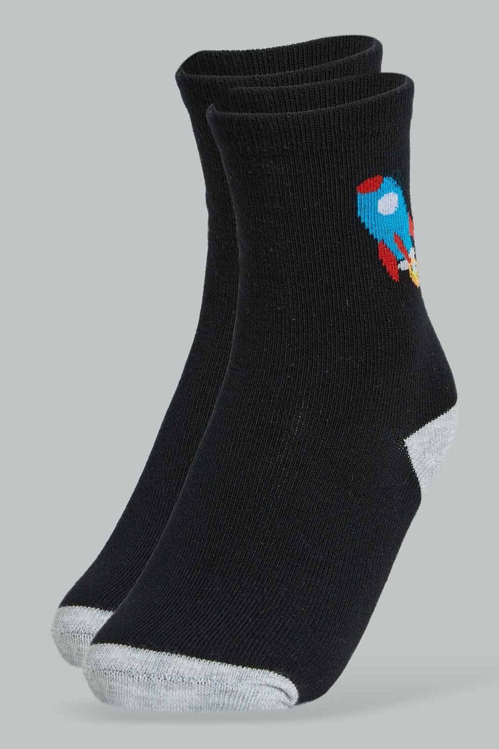 Redtag-Assorted-3-Pk-Rocket-Long-Socks-Full-Length-Socks-Boys-2 to 8 Years