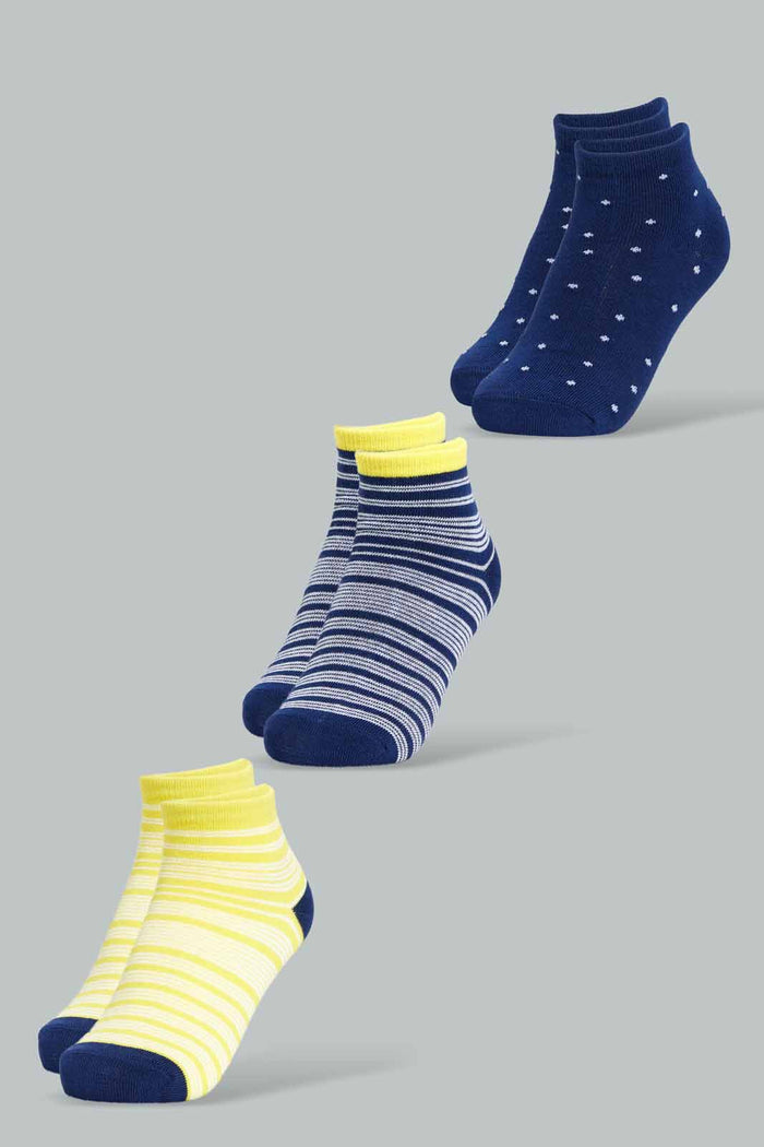 Redtag-Assorted-3Pk-Spot-And-Stripe-Ankle-Socks-365,-BOY-Socks,-Category:Socks,-Colour:Navy,-ESS,-Filter:Boys-(2-to-8-Yrs),-New-In,-New-In-BOY-APL,-Non-Sale,-Section:Kidswear-Boys-