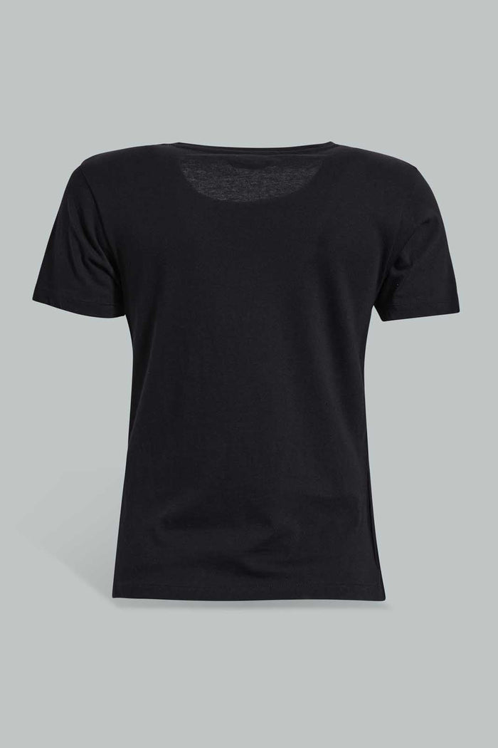 Redtag-Black--Crew-Neck-T-Shirt-Plain-Women's-