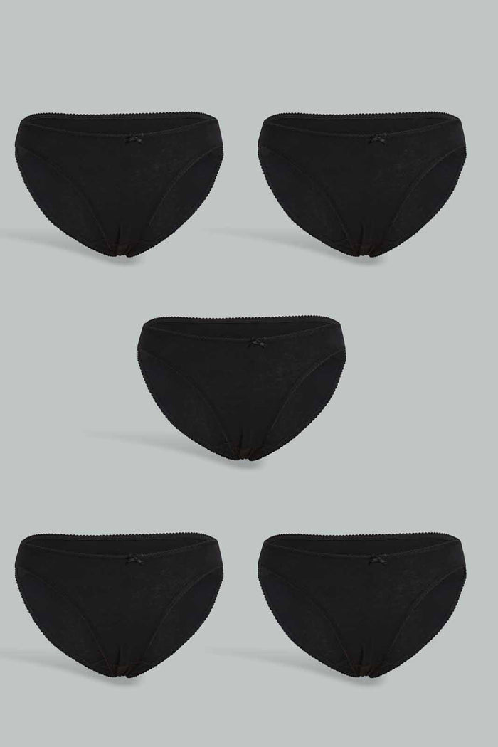 Redtag-Black-Plain-Bikini-Briefs(5-Pack)-Briefs-Bikini-Women's-