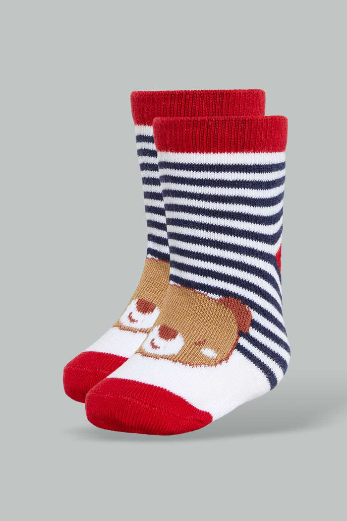 Redtag-Red-Bear-Print-4-Pack-Socks-(Ankle-Length)-Ankle-Socks-Infant-Boys-3 to 24 Months