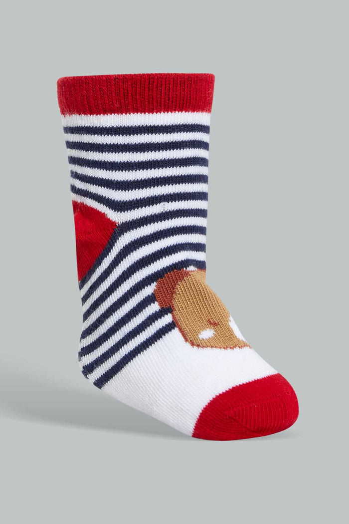 Redtag-Red-Bear-Print-4-Pack-Socks-(Ankle-Length)-Ankle-Socks-Infant-Boys-3 to 24 Months