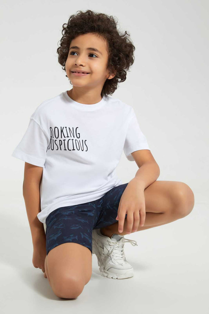 Redtag-White-Oversized-T-Shirt-Graphic-T-Shirts-Boys-2 to 8 Years