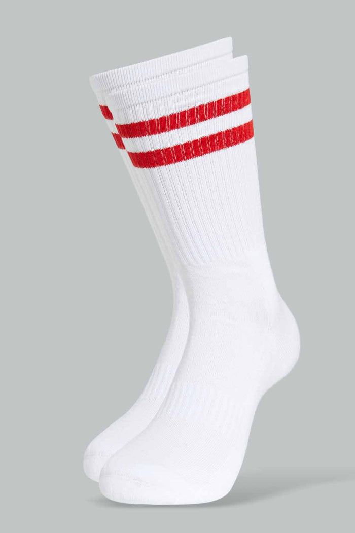 Redtag-Assorted-Men-Crew-Leg-Socks-With-Rib-On-Leg-Sports-1/2-Terry-Sports-Socks-Men's-