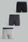 Redtag-Charcoal/Grey-Mel/Black-3-Pcs-Pack-Boxer-Shorts-365,-BSR-Boxers,-Category:Boxers,-Colour:Assorted,-Deals:New-In,-Filter:Senior-Boys-(9-to-14-Yrs),-New-In-BSR-APL,-Non-Sale,-Section:Boys-(0-to-14Yrs)-Senior-Boys-9 to 14 Years