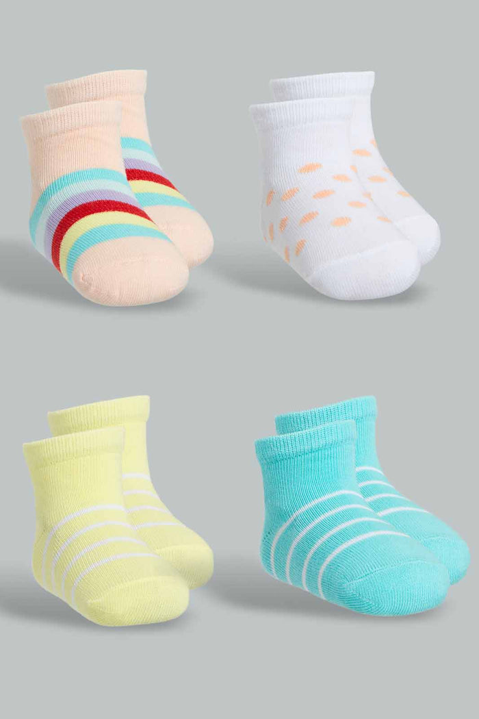 Redtag-Multi-Colour-4Pcs-Pack-Ankle-Length-Socks-365,-Category:Socks,-Colour:Assorted,-Deals:New-In,-Filter:Infant-Girls-(3-to-24-Mths),-ING-Socks,-New-In-ING-APL,-Non-Sale,-Section:Girls-(0-to-14Yrs)-Infant-Girls-3 to 24 Months