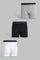 Redtag-White/Black/Grey-Mel-3-Pcs-Pack-Boxer-Shorts-365,-BSR-Boxers,-Category:Boxers,-Colour:Assorted,-Deals:New-In,-Filter:Senior-Boys-(9-to-14-Yrs),-New-In-BSR-APL,-Non-Sale,-Section:Boys-(0-to-14Yrs)-Senior-Boys-9 to 14 Years