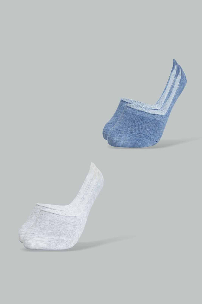 Redtag-Blue-Mel/Grey-Mel-2-Pcs-Pack-Invisible-Socks-365,-BSR-Socks,-Category:Socks,-Colour:Assorted,-Deals:New-In,-Filter:Senior-Boys-(8-to-14-Yrs),-New-In-BSR,-Non-Sale,-Section:Kidswear-Senior-Boys-