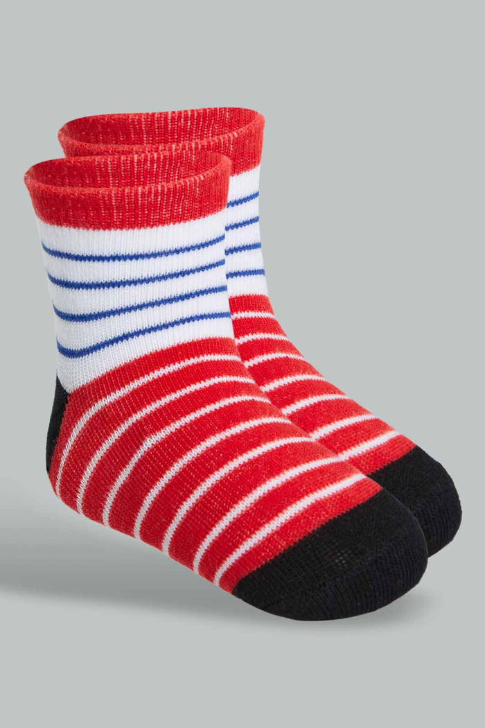 Redtag-Red-White-Blue-And-Navy-Striped-4-Pack-Socks-Category:Pyjama-Sets,-Colour:Blue,-Filter:Infant-Boys-(3-to-24-Mths),-Infant-Boys-Pyjama-Sets,-New-In,-New-In-INB,-Non-Sale,-S22C,-Section:Kidswear-Infant-Boys-