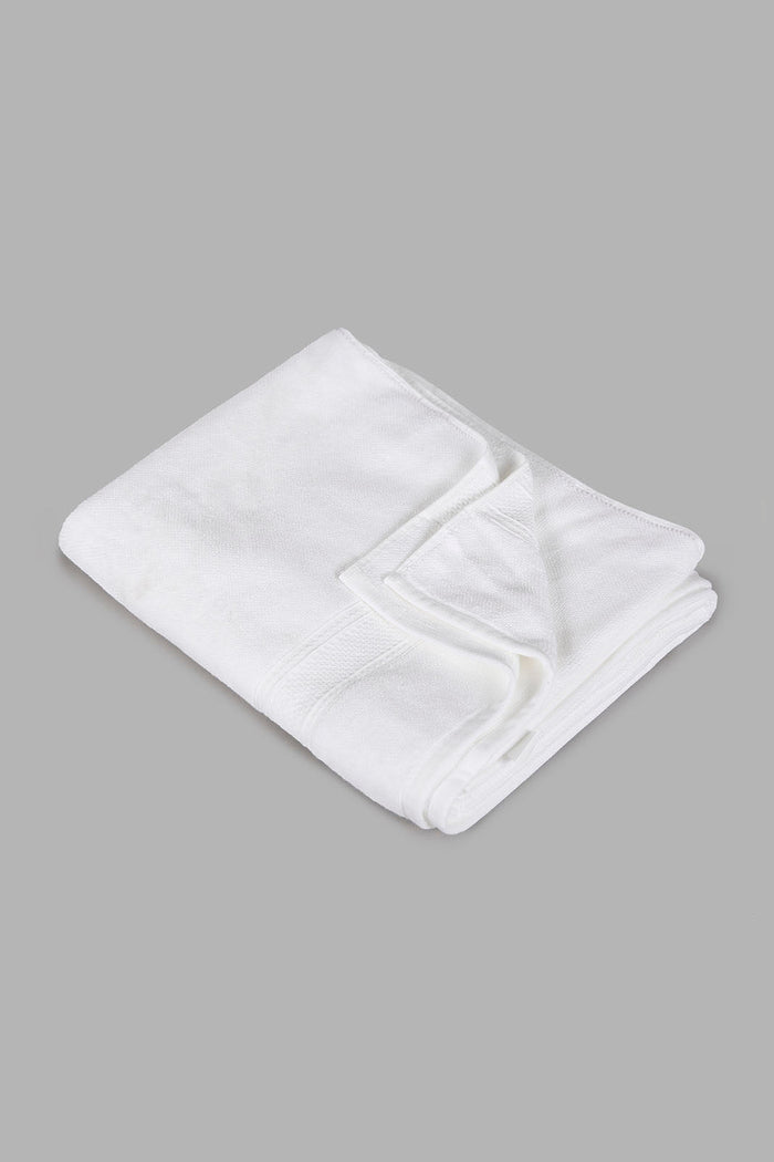 Redtag-White-Textured-Cotton-Beach-Towel-365,-Category:Towels,-Colour:White,-Deals:New-In,-Filter:Home-Bathroom,-HMW-BAC-Towels,-New-In-HMW-BAC,-Non-Sale,-Section:Homewares-Home-Bathroom-
