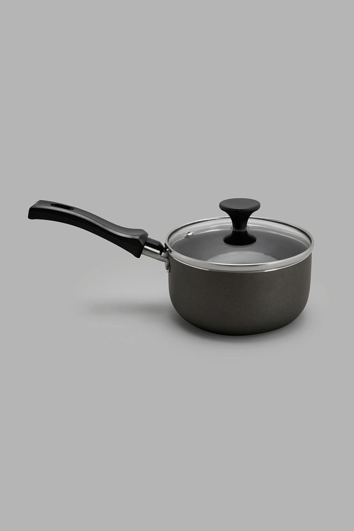 Redtag-Black-Aluminum-Non-Stick-Sauce-Pan-With-Glass-Lid-(12Cm)-365,-Category:Pans,-Colour:Black,-Deals:New-In,-Filter:Home-Dining,-HMW-DIN-Cookware,-New-In-HMW-DIN,-Non-Sale,-Section:Homewares-Home-Dining-