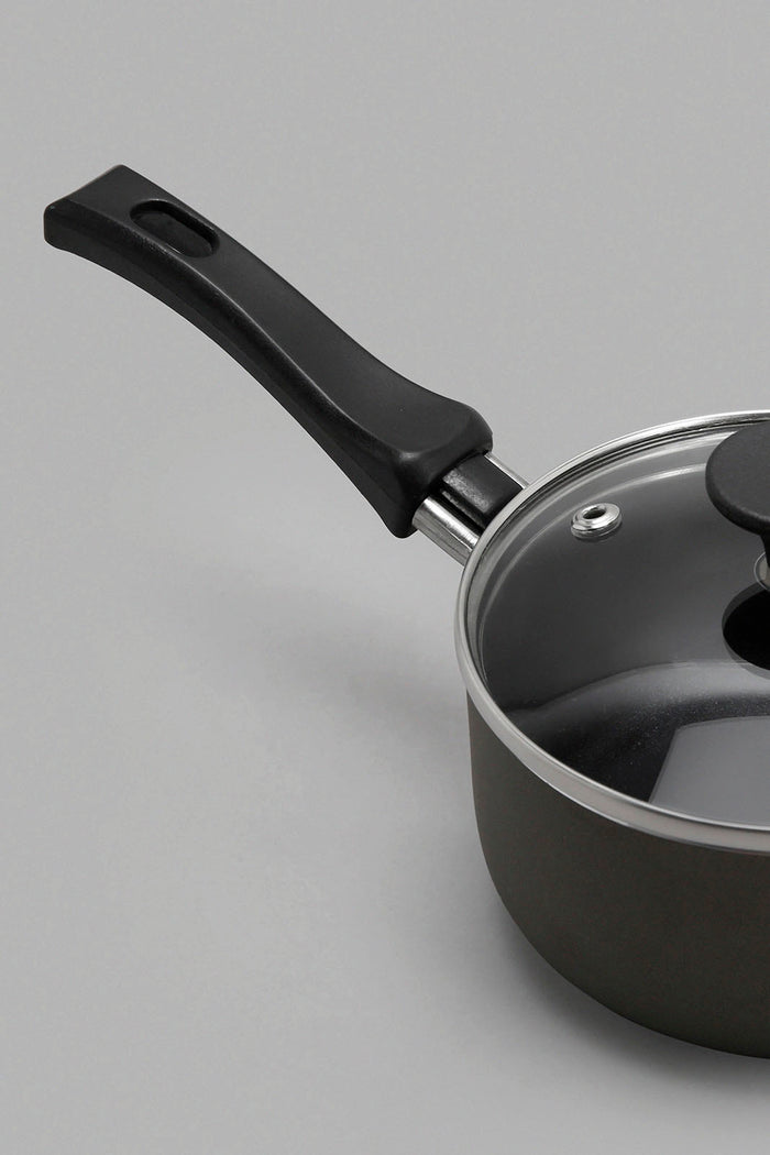 Redtag-Black-Aluminum-Non-Stick-Sauce-Pan-With-Glass-Lid-(12Cm)-365,-Category:Pans,-Colour:Black,-Deals:New-In,-Filter:Home-Dining,-HMW-DIN-Cookware,-New-In-HMW-DIN,-Non-Sale,-Section:Homewares-Home-Dining-