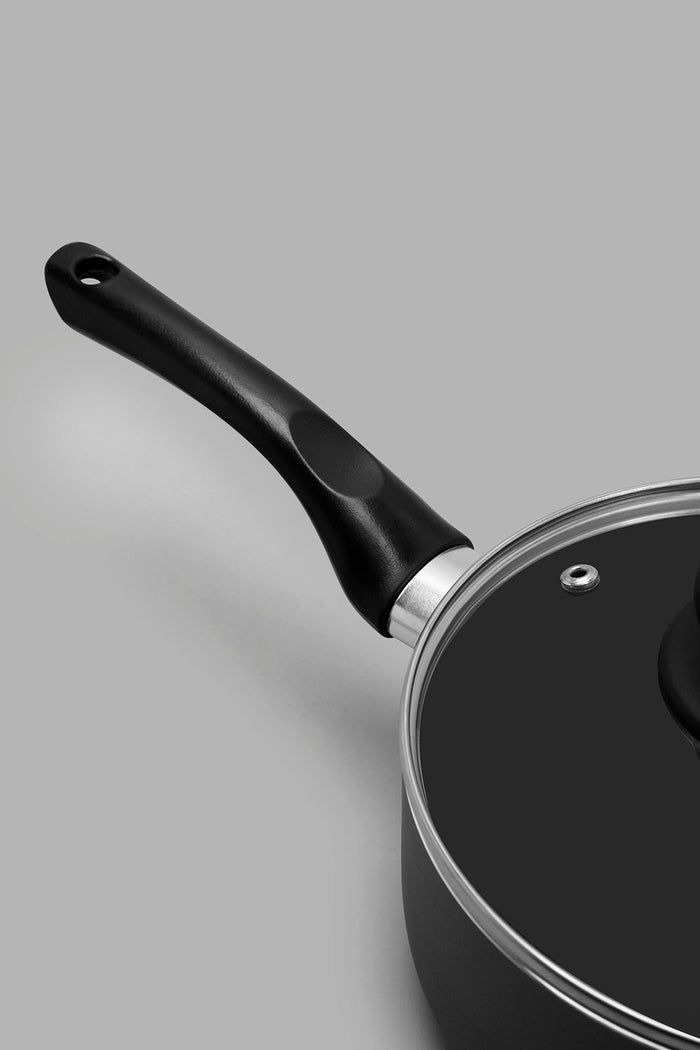 Redtag-Black-Aluminum-Non-Stick-Saucepan-With-Glass-Lid-(18Cm)-365,-Category:Pans,-Colour:Black,-Deals:New-In,-Filter:Home-Dining,-HMW-DIN-Cookware,-New-In-HMW-DIN,-Non-Sale,-Section:Homewares-Home-Dining-