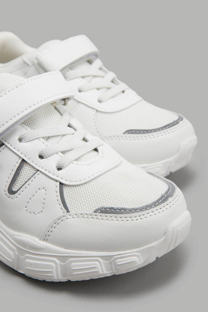 Redtag-White-Colour-Block-Chunky-Sneaker-BOY-Trainers,-Category:Trainers,-Colour:White,-Deals:New-In,-Filter:Boys-Footwear-(3-to-5-Yrs),-New-In-BOY-FOO,-Non-Sale,-Section:Boys-(0-to-14Yrs),-W22A-Boys-3 to 5 Years