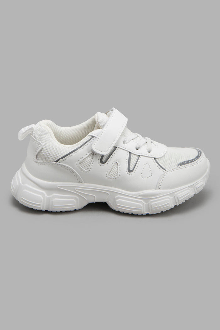 Redtag-White-Colour-Block-Chunky-Sneaker-BOY-Trainers,-Category:Trainers,-Colour:White,-Deals:New-In,-Filter:Boys-Footwear-(3-to-5-Yrs),-New-In-BOY-FOO,-Non-Sale,-Section:Boys-(0-to-14Yrs),-W22A-Boys-3 to 5 Years