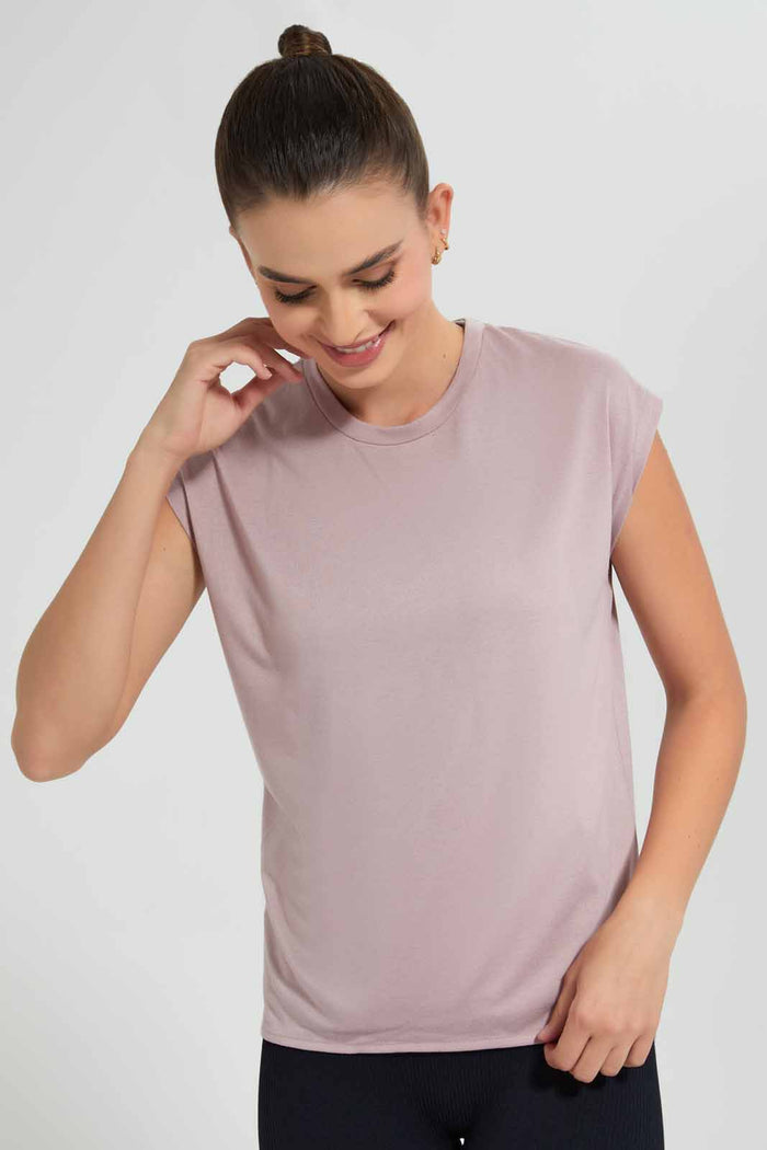 Redtag-Lilac-Double-Layered-Active-T-Shirt-Category:T-Shirts,-Colour:Lilac,-Deals:2-For-90,-Deals:New-In,-Filter:Women's-Clothing,-New-In-Women-APL,-Section:Women,-W22O,-Women-T-Shirts-Women's-