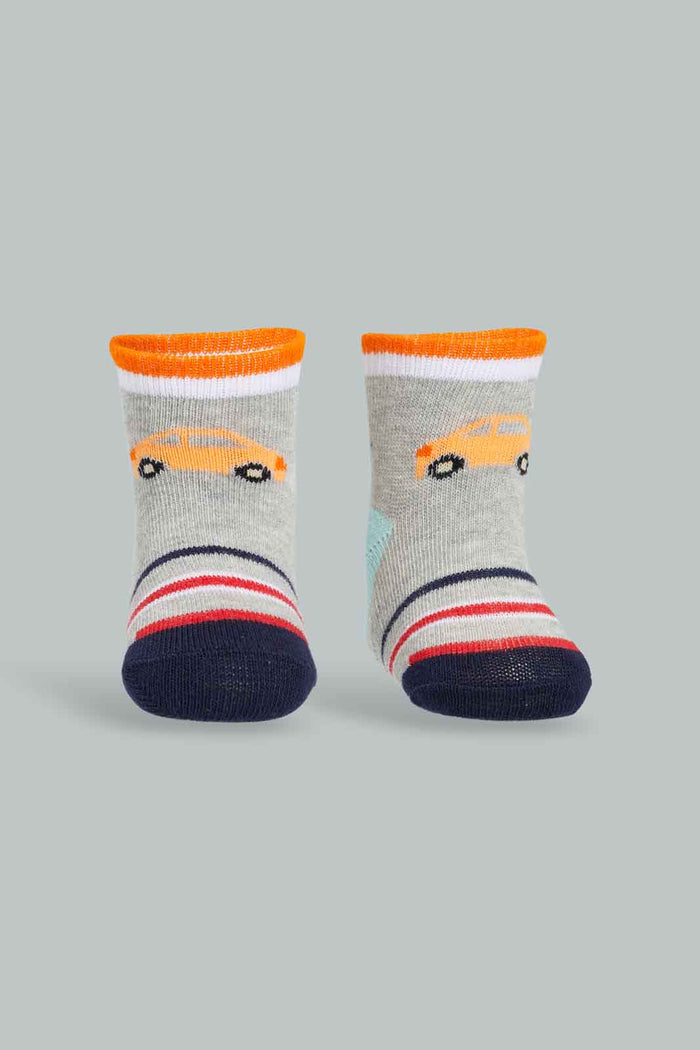 Redtag-White-And-Grey-Car-Full-Length-Socks-365,-Category:Socks,-Colour:Assorted,-Deals:New-In,-Filter:Infant-Boys-(3-to-24-Mths),-INB-Socks,-New-In-INB-APL,-Non-Sale,-Section:Boys-(0-to-14Yrs)-Infant-Boys-3 to 24 Months