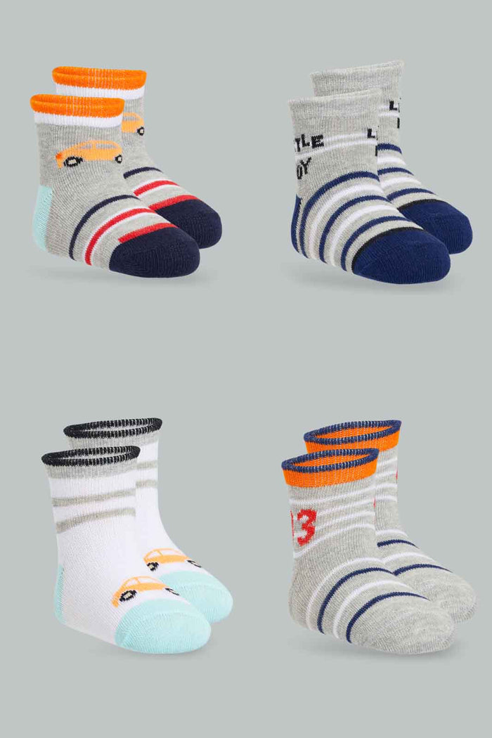 Redtag-White-And-Grey-Car-Full-Length-Socks-365,-Category:Socks,-Colour:Assorted,-Deals:New-In,-Filter:Infant-Boys-(3-to-24-Mths),-INB-Socks,-New-In-INB-APL,-Non-Sale,-Section:Boys-(0-to-14Yrs)-Infant-Boys-3 to 24 Months