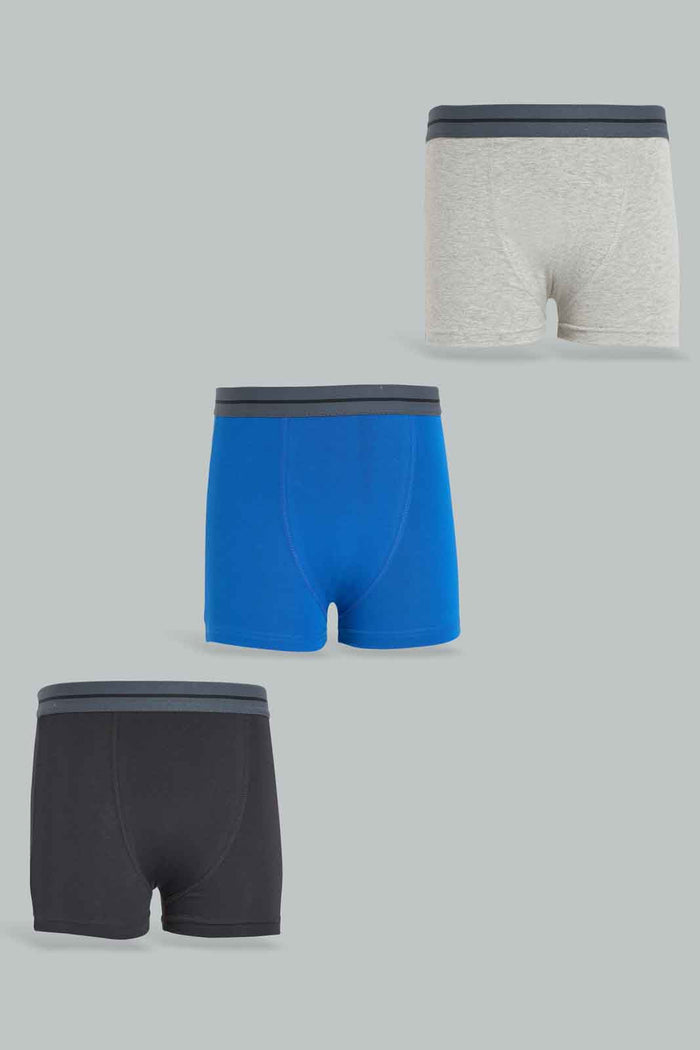 Redtag-Black/Grey-Mel/Royal-Blue-3Pcs-Pack-Boxer-Shorts-BSR-Boxers,-Category:Boxers,-Colour:Assorted,-Deals:New-In,-ESS,-Filter:Senior-Boys-(8-to-14-Yrs),-New-In-BSR-APL,-Non-Sale,-Section:Boys-(0-to-14Yrs),-W22O-Senior-Boys-9 to 14 Years