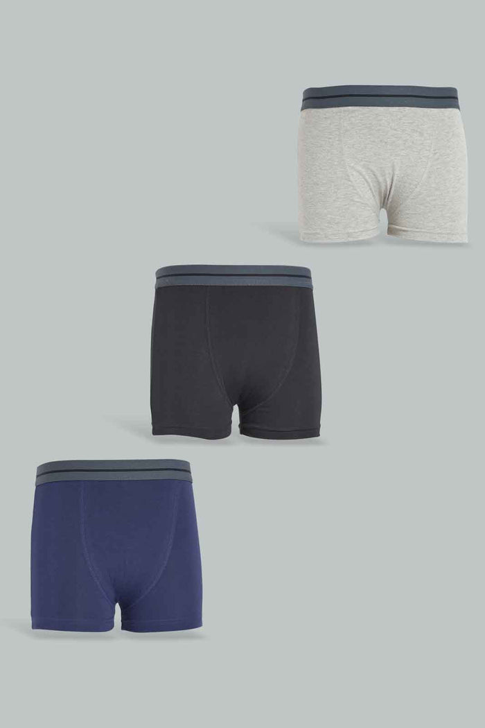 Redtag-Black/Grey-Mel/Navy-3Pcs-Pack-Boxer-Shorts-BSR-Boxers,-Category:Boxers,-Colour:Assorted,-Deals:New-In,-ESS,-Filter:Senior-Boys-(8-to-14-Yrs),-New-In-BSR-APL,-Non-Sale,-Section:Boys-(0-to-14Yrs),-W22O-Senior-Boys-9 to 14 Years