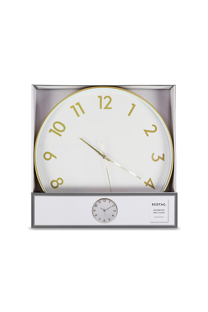 Redtag-Gold-Decorative-Wall-Clock-Category:Clocks,-Colour:Gold,-Deals:New-In,-Dept:Home,-Filter:Home-Decor,-HMW-HOM-Wall-Decor-&-Mirrors,-New-In-HMW-HOM,-Non-Sale,-S23A,-Section:Homewares-Home-Decor-