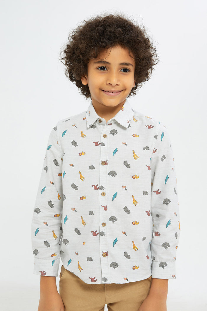 Redtag-Boys-Stone-Aop-Long-Sleeve-Shirt-BOY-Shirts,-Category:Shirts,-Colour:Beige,-Deals:New-In,-Dept:Boys,-Filter:Boys-(2-to-8-Yrs),-H1:KWR,-H2:BOY,-H3:SHI,-H4:CSH,-New-In-BOY-APL,-Non-Sale,-RMD,-S23C,-Season:S23C,-Section:Boys-(0-to-14Yrs)-Boys-2 to 8 Years