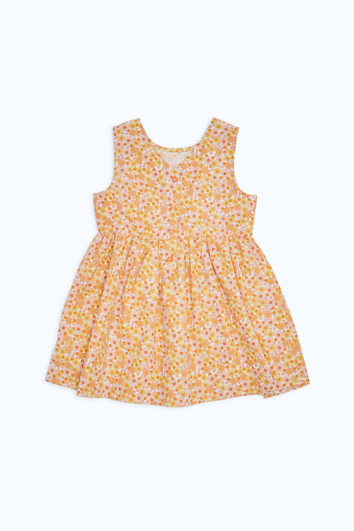 Redtag-Girls-Pink-Floral-All-Over-Print-Dress-Category:Dresses,-Colour:Apricot,-Deals:New-In,-Dept:Girls,-Filter:Infant-Girls-(3-to-24-Mths),-H1:KWR,-H2:ING,-H3:DRS,-H4:CAD,-ING-Dresses,-New-In-ING-APL,-Non-Sale,-RMD,-S23C,-Season:S23C,-Section:Girls-(0-to-14Yrs),-VLM-Infant-Girls-3 to 24 Months