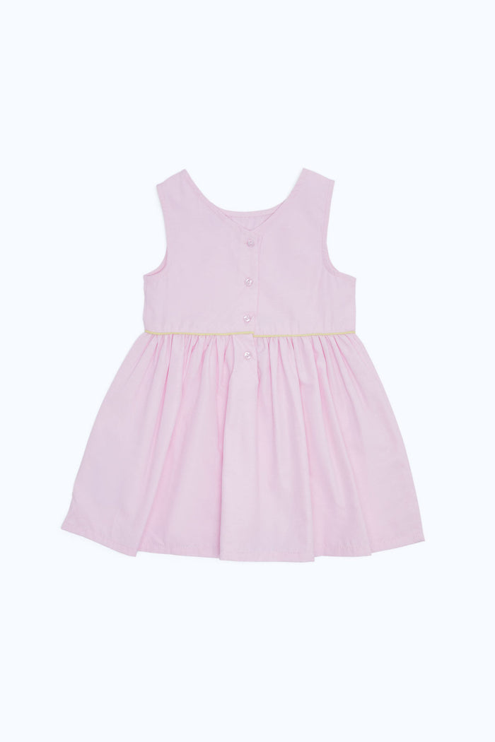 Redtag-Girls-Pink-Solid-Woven-Dress-Category:Dresses,-Colour:Apricot,-Deals:New-In,-Dept:Girls,-Filter:Infant-Girls-(3-to-24-Mths),-H1:KWR,-H2:ING,-H3:DRS,-H4:CAD,-ING-Dresses,-New-In-ING-APL,-Non-Sale,-RMD,-S23C,-Season:S23C,-Section:Girls-(0-to-14Yrs),-VLM-Infant-Girls-3 to 24 Months