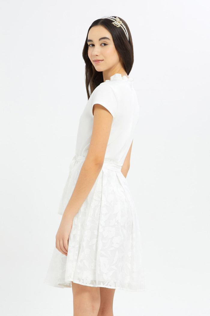 Redtag-Girls-White-Organza-Skirt-Dress-Category:Dresses,-Colour:White,-Deals:New-In,-Dept:Girls,-Filter:Senior-Girls-(8-to-14-Yrs),-GSR-Dresses,-H1:KWR,-H2:GSR,-H3:DRS,-H4:CAD,-New-In-GSR-APL,-Non-Sale,-RMD,-S23C,-Season:S23C,-Section:Girls-(0-to-14Yrs)-Senior-Girls-9 to 14 Years