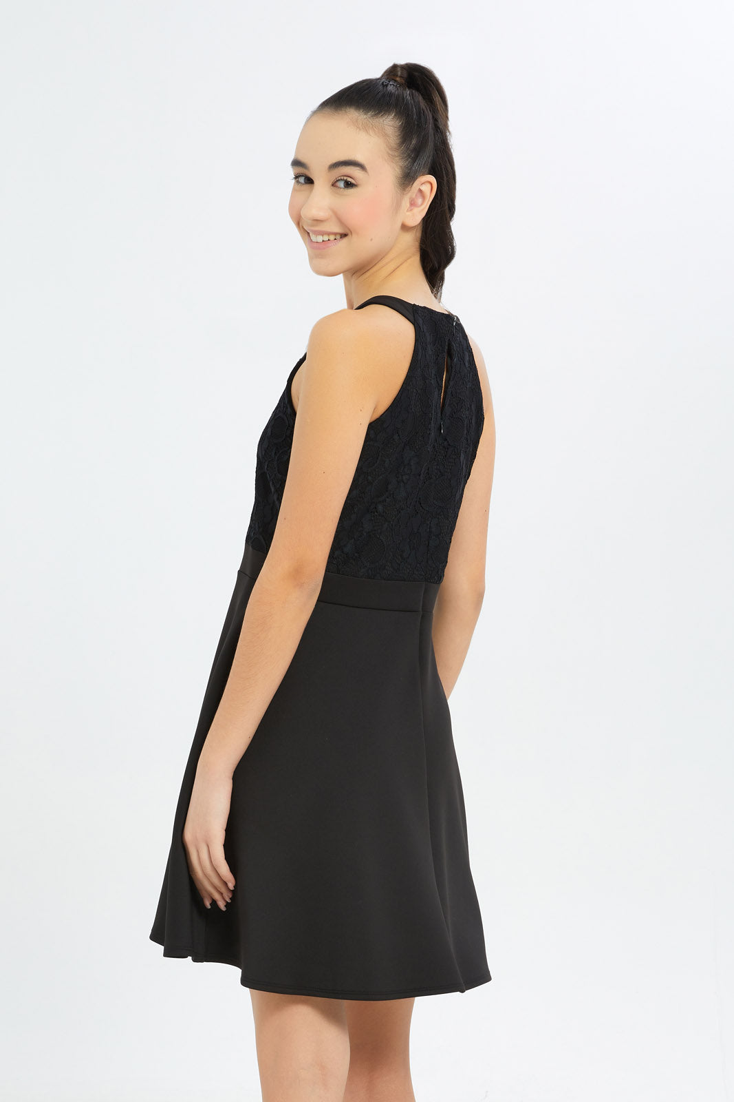 Buy Senior Girls Black Plain Skater Dress for Girls 124974616 in UAE REDTAG UAE