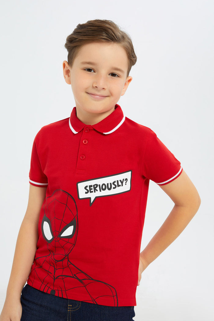 Redtag-Boys-Red-Spiderman-Polo-Shirt-BOY-Polo-T-Shirts,-Category:Polo-T-Shirts,-CHA,-Colour:Yellow,-Deals:New-In,-Dept:Boys,-Filter:Boys-(2-to-8-Yrs),-H1:KWR,-H2:BOY,-H3:TSH,-H4:POS,-New-In-BOY-APL,-Non-Sale,-S23C,-Season:S23C,-Section:Boys-(0-to-14Yrs),-TBL-Boys-2 to 8 Years