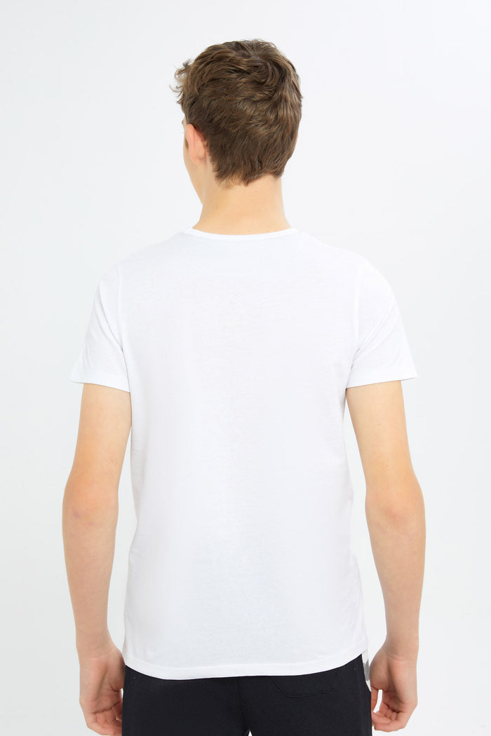 Redtag-Boys-White-Adventure-Embossed-Tee-BSR-T-Shirts,-Category:T-Shirts,-Colour:White,-Deals:New-In,-Dept:Boys,-Filter:Senior-Boys-(8-to-14-Yrs),-H1:KWR,-H2:BSR,-H3:TSH,-H4:TSH,-New-In-BSR-APL,-Non-Sale,-S23C,-Season:S23C,-Section:Boys-(0-to-14Yrs)-Senior-Boys-9 to 14 Years