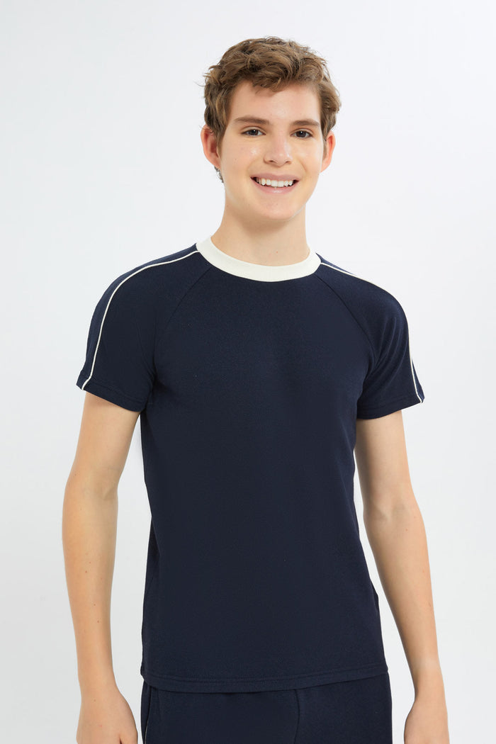 Redtag-Boys-Navy-Pique-Casual-Set-BSR-Casual-Sets,-Category:Casual-Sets,-Colour:Navy,-Deals:New-In,-Filter:Senior-Boys-(8-to-14-Yrs),-H1:KWR,-H2:BSR,-H3:SET,-H4:CAE,-New-In-BSR-APL,-Non-Sale,-Packs,-S23C,-Season:S23D,-Section:Boys-(0-to-14Yrs),-Set:Set-of-2--