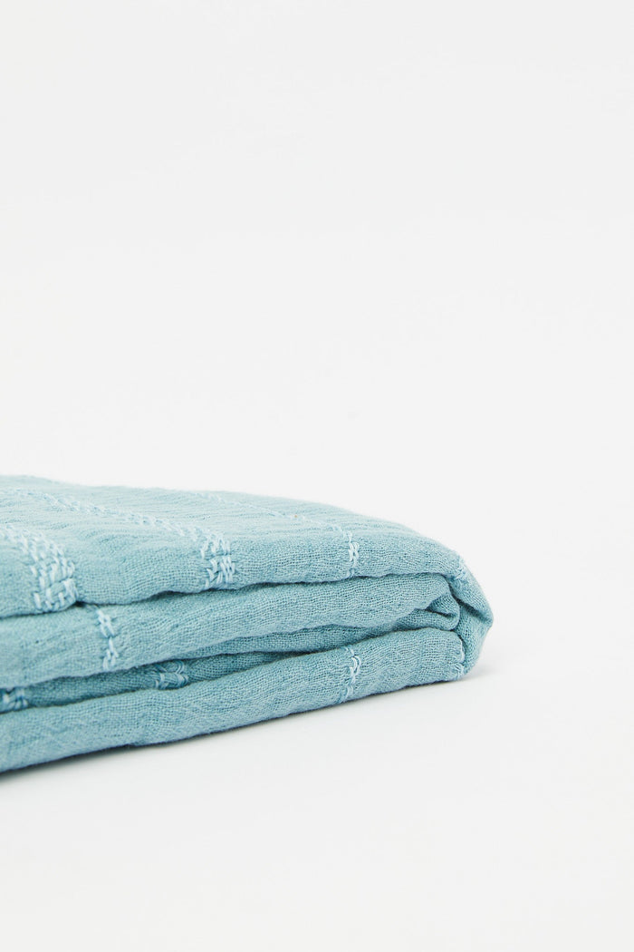 Redtag-Teal-Woven-Cotton-Gauze-Throw-Category:Throws,-Colour:Teal,-Deals:New-In,-Filter:Home-Bedroom,-H1:HMW,-H2:BED,-H3:BEC,-H4:THR,-HMW-BED-Throws,-New-In-HMW-BED,-Non-Sale,-Promo:RIVA,-RMD,-S23B,-Season:S23B,-Section:Homewares,-Style:JACQUARD-Home-Bedroom-