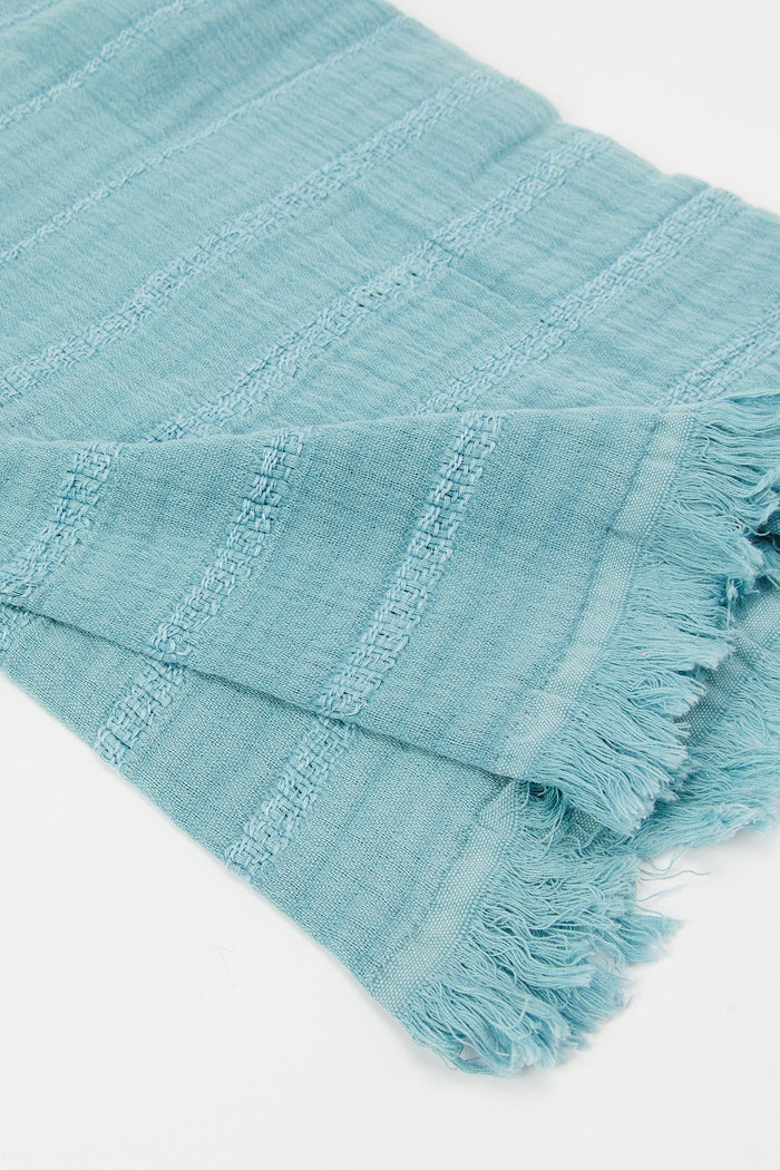 Redtag-Teal-Woven-Cotton-Gauze-Throw-Category:Throws,-Colour:Teal,-Deals:New-In,-Filter:Home-Bedroom,-H1:HMW,-H2:BED,-H3:BEC,-H4:THR,-HMW-BED-Throws,-New-In-HMW-BED,-Non-Sale,-Promo:RIVA,-RMD,-S23B,-Season:S23B,-Section:Homewares,-Style:JACQUARD-Home-Bedroom-