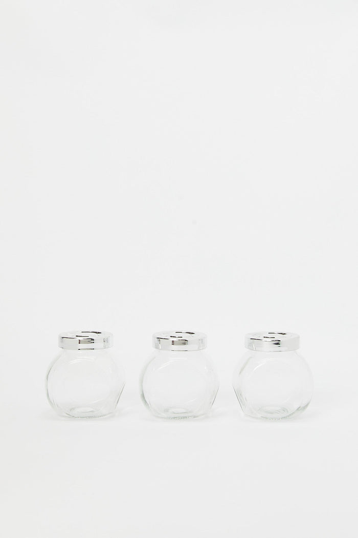 Redtag-Glass-Spice-Jar-Set-(3-Piece)-Category:Canisters-And-Jars,-Colour:White,-Deals:New-In,-Filter:Home-Dining,-H1:HMW,-H2:DIN,-H3:STO,-H4:STG,-HMW-DIN-Storage,-New-In-HMW-DIN,-Non-Sale,-Packs,-S23C,-Season:S23C,-Section:Homewares,-Set:Set-of-3,-Style:CANISTER-SET-Home-Dining-