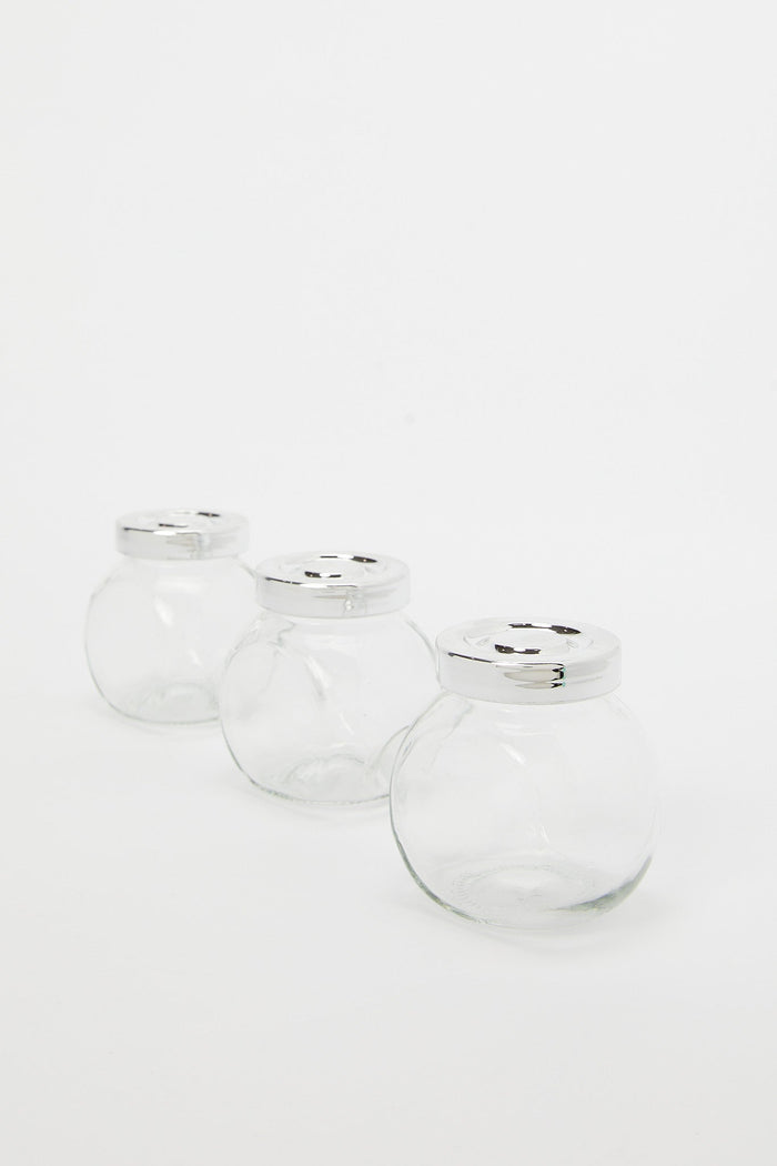 Redtag-Glass-Spice-Jar-Set-(3-Piece)-Category:Canisters-And-Jars,-Colour:White,-Deals:New-In,-Filter:Home-Dining,-H1:HMW,-H2:DIN,-H3:STO,-H4:STG,-HMW-DIN-Storage,-New-In-HMW-DIN,-Non-Sale,-Packs,-S23C,-Season:S23C,-Section:Homewares,-Set:Set-of-3,-Style:CANISTER-SET-Home-Dining-