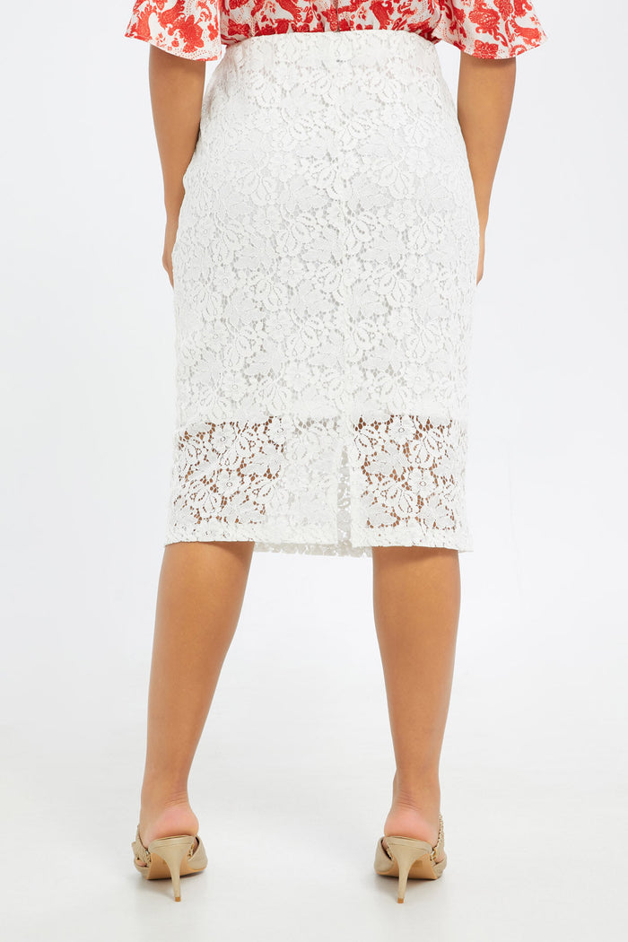 Redtag-Women-White-Lace-Pencil-Skirt-Category:Skirts,-Colour:White,-Deals:New-In,-Event:RMD,-Filter:Women's-Clothing,-H1:LWR,-H2:LAD,-H3:SKT,-H4:CAK,-New-In-Women-APL,-Non-Sale,-Promo:RMD,-RMD,-S23B,-Season:S23C,-Section:Women,-Women-Skirts-Women's-