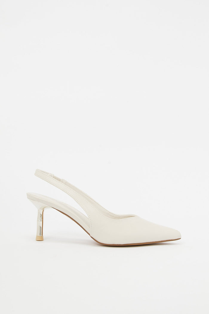 Redtag-Ivory-Slingback-With-Gold-Heel-Category:Formal-Shoes,-Colour:Ivory,-Deals:New-In,-Filter:Women's-Footwear,-H1:FOO,-H2:LAD,-H3:SHO,-H4:FOS,-N/A,-New-In-Women-FOO,-Non-Sale,-S23C,-Season:S23C,-Section:Women,-Women-Formal-Shoes-Women's-